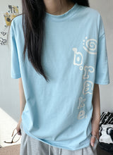 Roll Letter Tattoo Print One-Side T-Shirt 5color