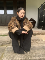 High-End Leopard Suede Fur Jacket