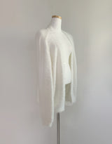 Katsumi Loose-Fit Fur Cardigan (White)
