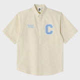 スカイブルーCパッチイエローオックスフォードショートスリーブシャツ [Unisex]