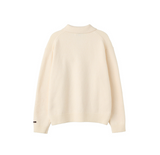 loose fit round collar pullover - ivory   