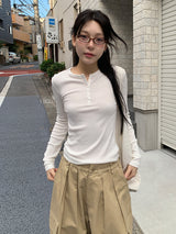 BUTTON RIBBED LONG SLEEVE (4C)
