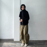 ウォッシュ加工ワイドデニムパンツ