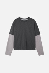 No.1495 レイヤースリーブクロップTシャツ (3color)