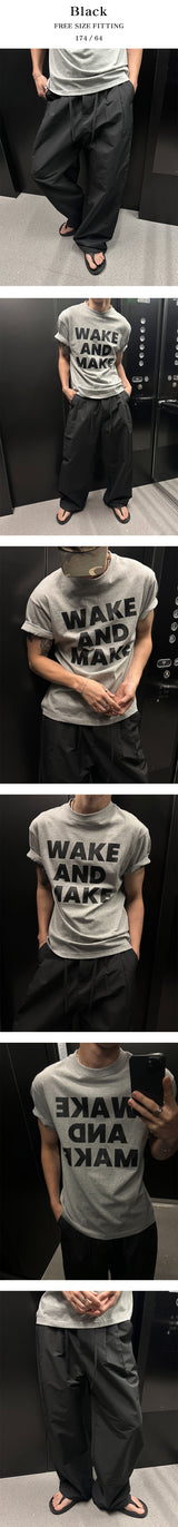 [Unisex] ナイロンツータックロープバンドパンツ(3color)