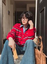 スチールストライプアンゴラカーディガン