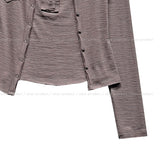 Ropi Pocket Cutting Sleeveless Cardigan Set
