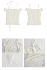 Star frill lace off-shoulder tee