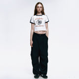 サンフラワークロップリンガーTシャツ_ホワイト