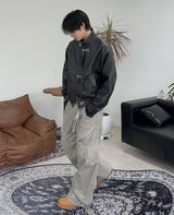 トニードフックウォッシュ加工レザージャンパー