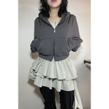 ANTIQUE ZIPPER CROP HOODIE