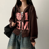 Love Me Dot Heart Two-Way Hooded Zip-Up