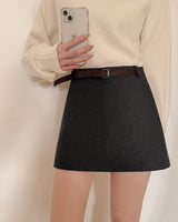 Wool mini skirt & belt set