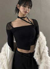 Mesh see-through string t-shirt