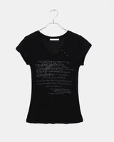 Dien lettering printed button short sleeve T-Shirt