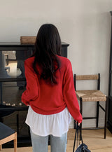 Again Basic Cotton Loose Fit V-neck Knit (5color)