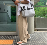 ラペルリネンラウンドシンバンディングワイドパンツ