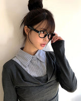 Se-an Collar Shirt Layered T-Shirt