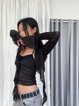 Rose frill sleeveless cardigan set