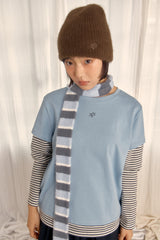 ロゴレイヤードストライプTシャツ (SKY BLUE)