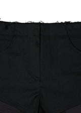 ROUGH-CUT SHORTS, COTTON BLACK