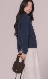 メローエンブロイダーラインニットトップ (Ivory)