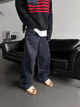 No.1126 back embro wide denim PT