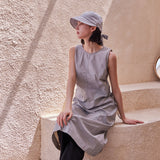 VA Stud Ribbon Bonnet Hat / Gray