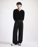 (M's) Velour Henley Neck Long Sleeve