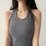 Elastic Spandex Boodle-on Short Sleeveless Halterneck