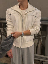 Banded zipper knit puffer jacket
