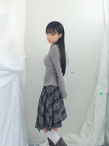 Charcoal Blend Checkered Layered Skirt
