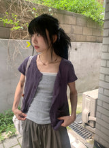 Musec Vintage Slim-Fit Layered Short Sleeve Cardigan