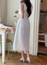 Roselle Layered Wrap Sleeveless Long One Piece