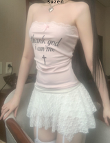 Thankstoo Lace Tube Top (light pink)