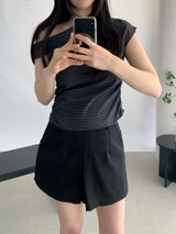 Sebit Check One-Off-Shoulder Blouse