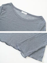 Boat Neck Wave Layered Wool T-Shirt (5color)