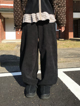 Down Lining Corduroy Wide Pants