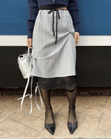  Oblique Noir Visor Stripe See-through Midi Skirt (2 colors)