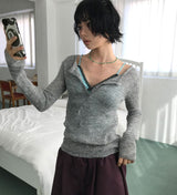 BUTTON SLIM KNIT