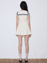rirri 2025 Spring-Summer セーラーカラースリムフィットボウウエストドレス