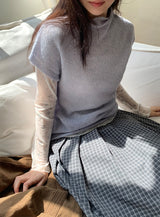Rahini Layered Half-Neck Cap Short Sleeve Knit