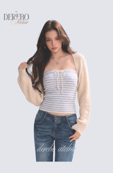 Vanilla Stripe Bolero Top Set