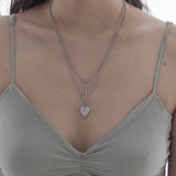 2way Heart lace key&lock necklace