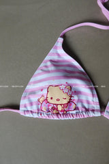 Stripe Aloha Tanning Kitty Bikini