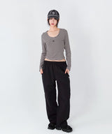 STRIPE U NECK LONG SLEEVE T-SHIRT [3color]