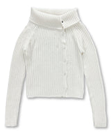 High Neck Side Button Cardigan_Ivory