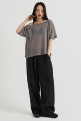 ニットワンショルダーTシャツ, Charcoal
