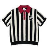 25SS COLLAR POINT STRIPE SHORT SLEEVE KNIT BLACK
