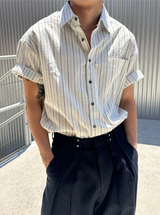 [S/S] Multi stripe half shirts(2color)